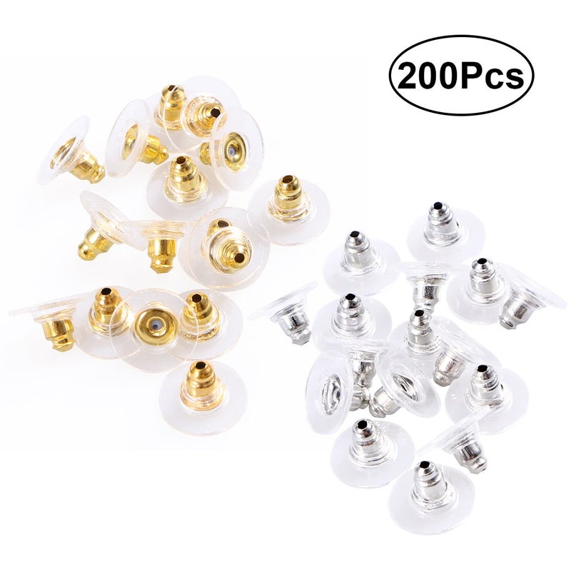 Chunney 100 Pairs Clutch Earring Backs with Pad Earring Safety Backs, Silver and Gold - Image 2
